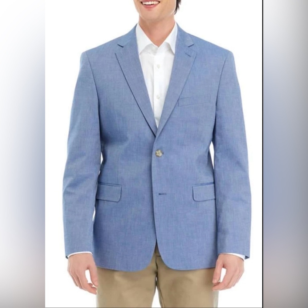 Saddlebred Men’s Sports Coat Chambray Blue  Business Casual Career Size 42R